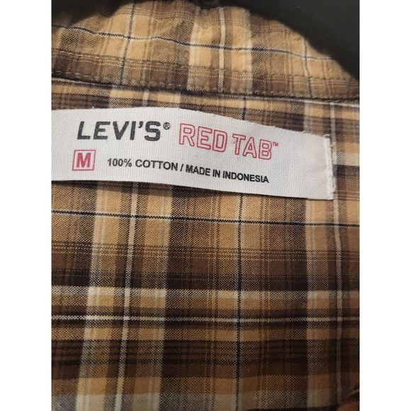 Levi's Red Tab 100% Cotton Plaid Button Up Collared Pocket Shirt Men Size Medium - Picture 6 of 7